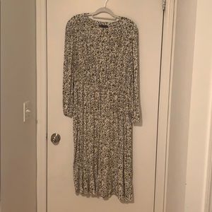 Print dress, long sleeve, button up